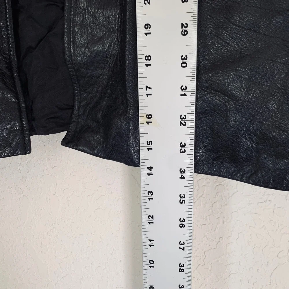Diamond Leathers‎ Black Genuine Leather Jacket Mens XL Button Vintage USA Grunge